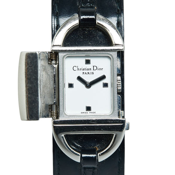 ディオール パンディオラ 腕時計 D78-100 クオーツ ホワイト文字盤 レザー ステンレススチール レディース Dior 【中古】