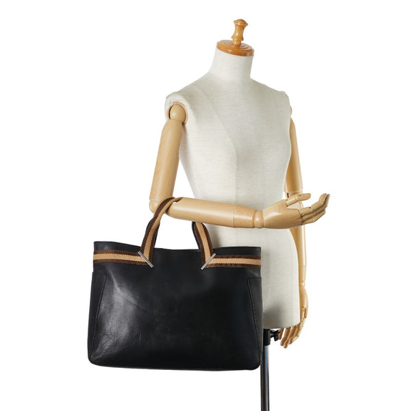 グッチ シェリーライン ハンドバッグ トートバッグ 002.1134 ブラック ブラウン レザー レディース GUCCI 【中古】