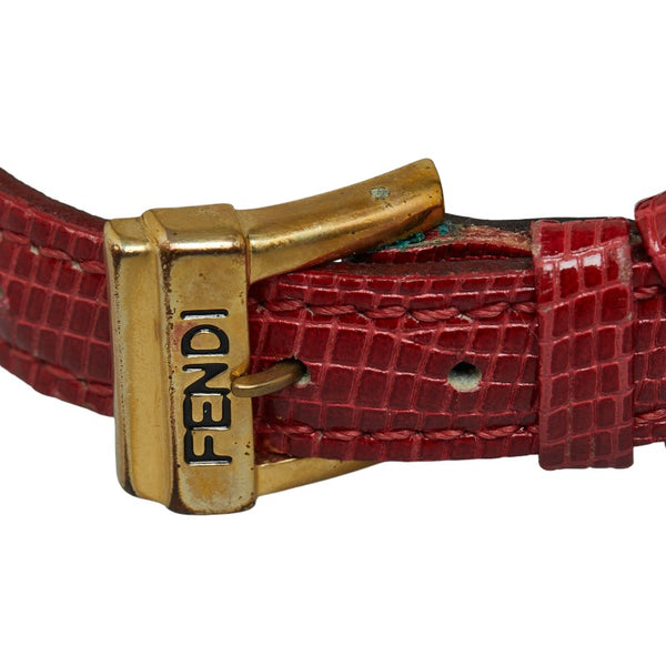 フェンディ オーバルフェイス 腕時計 640L クオーツ ホワイト文字盤 レザー メッキ レディース FENDI 【中古】
