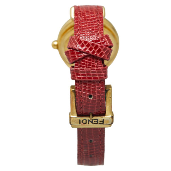 フェンディ オーバルフェイス 腕時計 640L クオーツ ホワイト文字盤 レザー メッキ レディース FENDI 【中古】