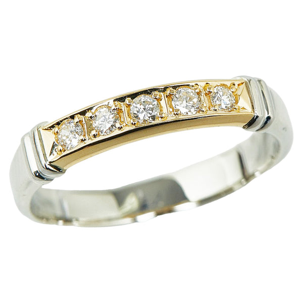 Pt900 プラチナ K18YG イエローゴールド コンビ ダイヤ0.16ct リング 指輪 レディース 13号 【中古】