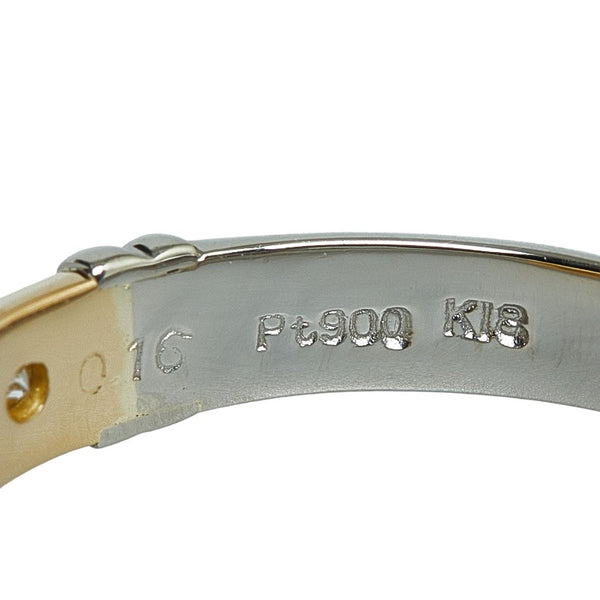 Pt900 プラチナ K18YG イエローゴールド コンビ ダイヤ0.16ct リング 指輪 レディース 13号 【中古】