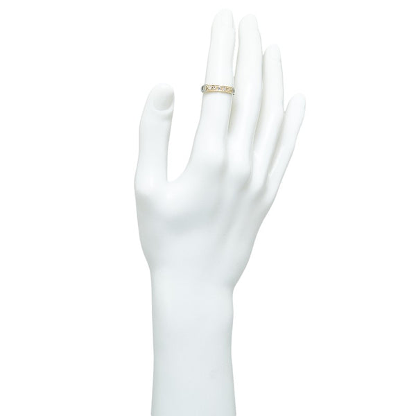 Pt900 プラチナ K18YG イエローゴールド コンビ ダイヤ0.16ct リング 指輪 レディース 13号 【中古】