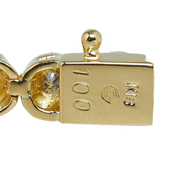 ノーブランド K18YG イエローゴールド ダイヤ1.00ct テニスチェーン ブレスレット レディース no brand 【中古】