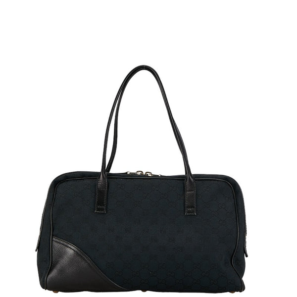 グッチ GGキャンバス インターロッキングG ハンドバッグ 169971 ブラック キャンバス レザー レディース GUCCI 【中古】