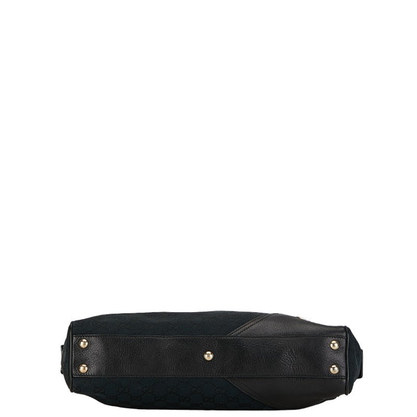 グッチ GGキャンバス インターロッキングG ハンドバッグ 169971 ブラック キャンバス レザー レディース GUCCI 【中古】