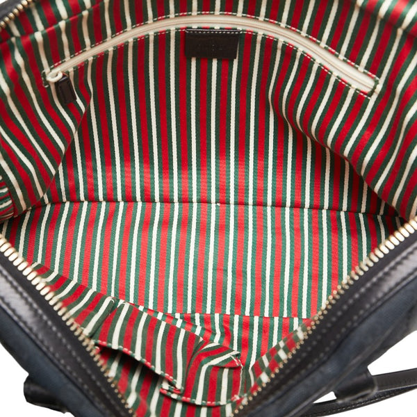 グッチ GGキャンバス インターロッキングG ハンドバッグ 169971 ブラック キャンバス レザー レディース GUCCI 【中古】