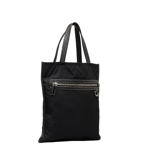 プラダ 三角ロゴプレート ハンドバッグ トートバッグ ブラック ナイロン レザー レディース PRADA 【中古】