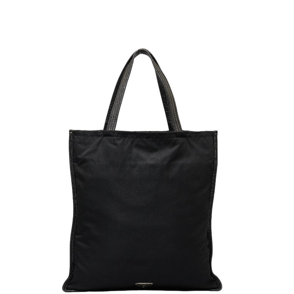 プラダ 三角ロゴプレート ハンドバッグ トートバッグ ブラック ナイロン レザー レディース PRADA 【中古】