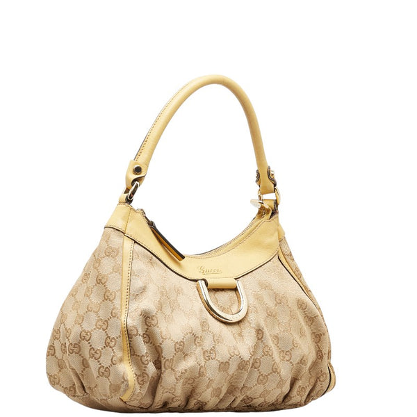 グッチ GGキャンバス ワンショルダーバッグ ハンドバッグ 190525 ベージュ イエロー キャンバス レザー レディース GUCCI 【中古】