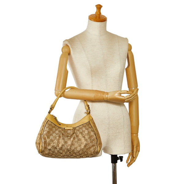 グッチ GGキャンバス ワンショルダーバッグ ハンドバッグ 190525 ベージュ イエロー キャンバス レザー レディース GUCCI 【中古】