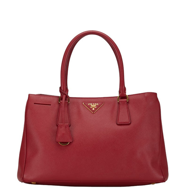 プラダ サフィアーノ 三角ロゴプレート ハンドバッグ ショルダーバッグ 2WAY レッド レザー レディース PRADA 【中古】