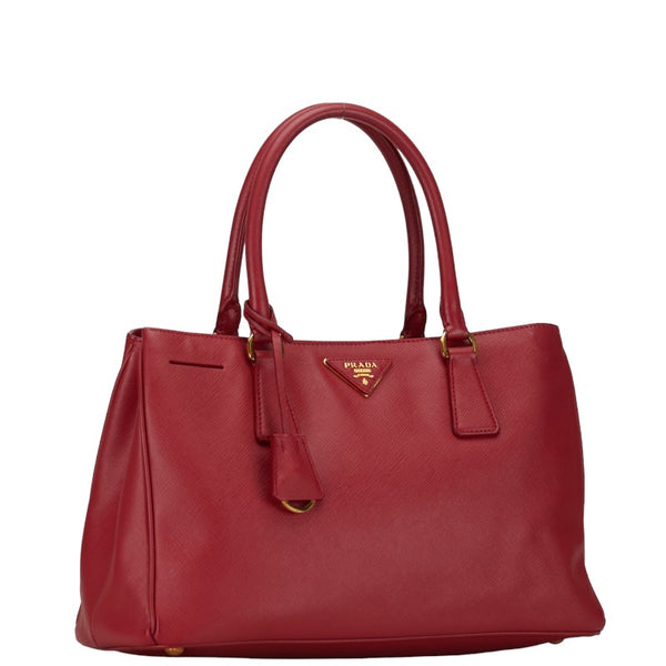 プラダ サフィアーノ 三角ロゴプレート ハンドバッグ ショルダーバッグ 2WAY レッド レザー レディース PRADA 【中古】
