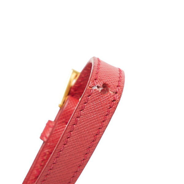 プラダ サフィアーノ 三角ロゴプレート ハンドバッグ ショルダーバッグ 2WAY レッド レザー レディース PRADA 【中古】