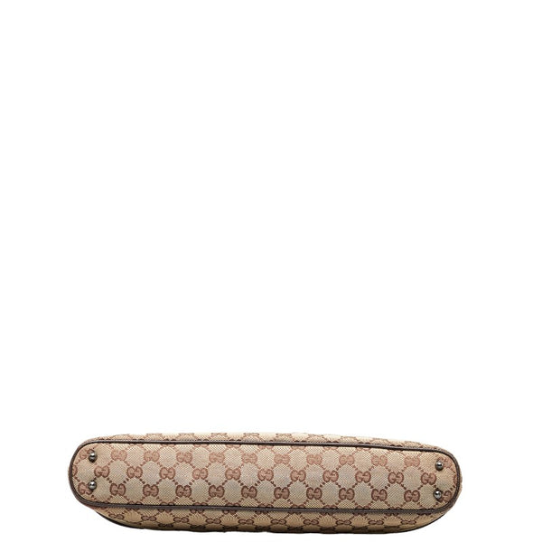 グッチ GGキャンバス トートバッグ ハンドバッグ 113015 ブラウン ベージュ キャンバス レザー レディース GUCCI 【中古】