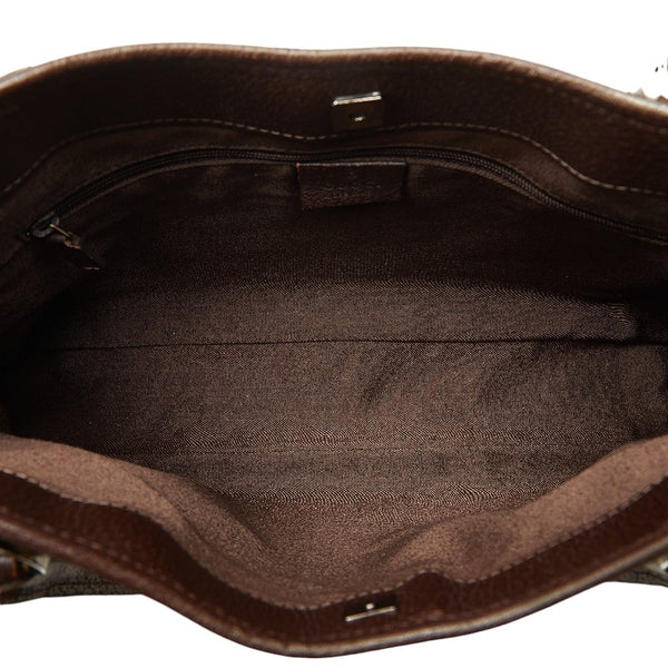 グッチ GGキャンバス トートバッグ ハンドバッグ 113015 ブラウン ベージュ キャンバス レザー レディース GUCCI 【中古】