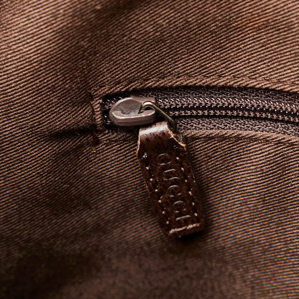 グッチ GGキャンバス トートバッグ ハンドバッグ 113015 ブラウン ベージュ キャンバス レザー レディース GUCCI 【中古】