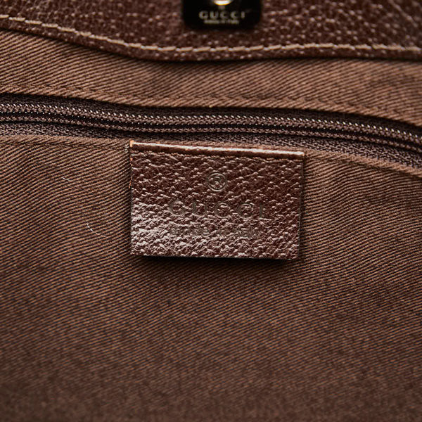 グッチ GGキャンバス トートバッグ ハンドバッグ 113015 ブラウン ベージュ キャンバス レザー レディース GUCCI 【中古】