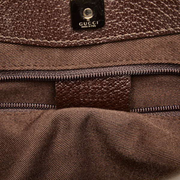 グッチ GGキャンバス トートバッグ ハンドバッグ 113015 ブラウン ベージュ キャンバス レザー レディース GUCCI 【中古】