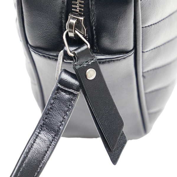 サンローラン YSLロゴ vステッチ ルー フリンジ 斜め掛け ショルダーバッグ 520534 ブラック レザー レディース SAINT LAURENT 【中古】