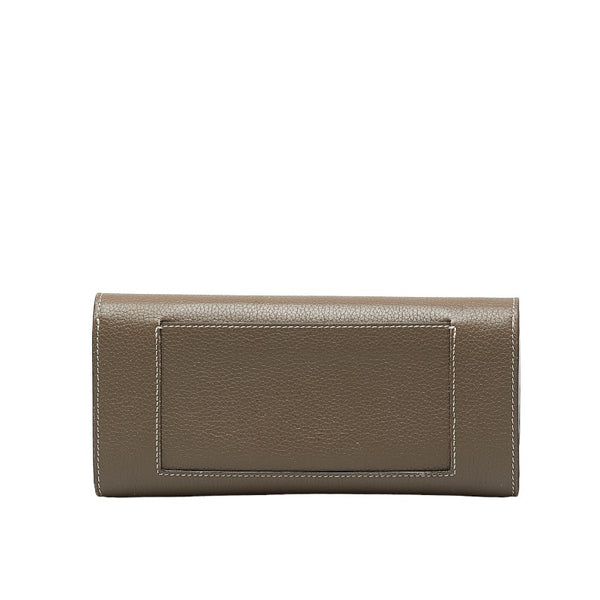 セリーヌ ラージフラップ マルチファンクション 長財布 グレージュ イエロー レザー レディース CELINE 【中古】