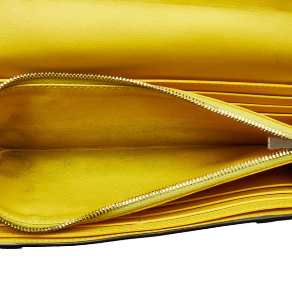 セリーヌ ラージフラップ マルチファンクション 長財布 グレージュ イエロー レザー レディース CELINE 【中古】