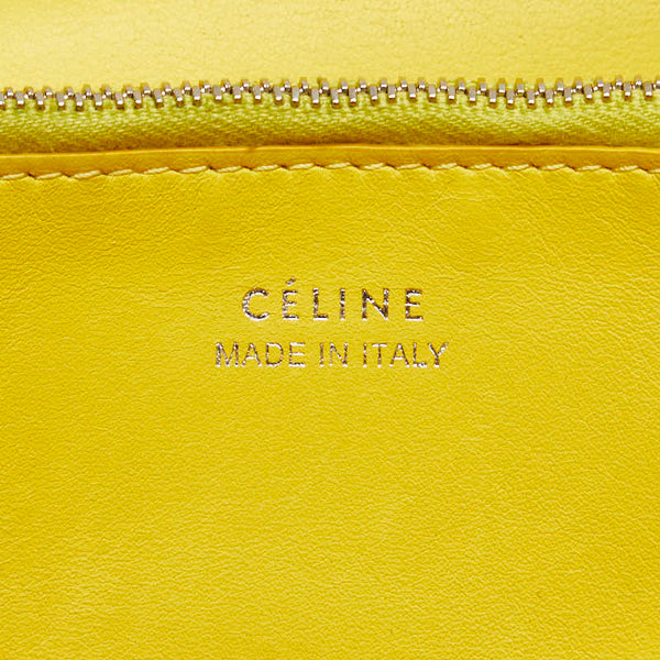 セリーヌ ラージフラップ マルチファンクション 長財布 グレージュ イエロー レザー レディース CELINE 【中古】