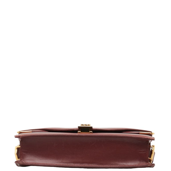 カルティエ マストライン 斜め掛け ショルダーバッグ ワインレッド ボルドー レザー レディース CARTIER 【中古】