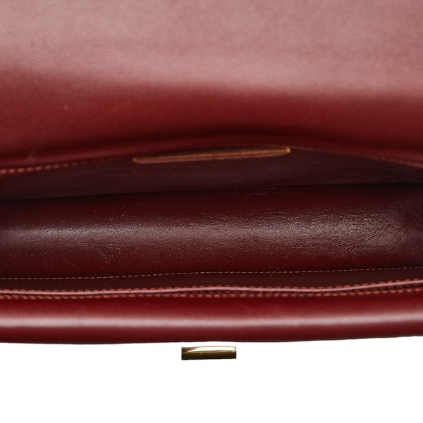 カルティエ マストライン 斜め掛け ショルダーバッグ ワインレッド ボルドー レザー レディース CARTIER 【中古】