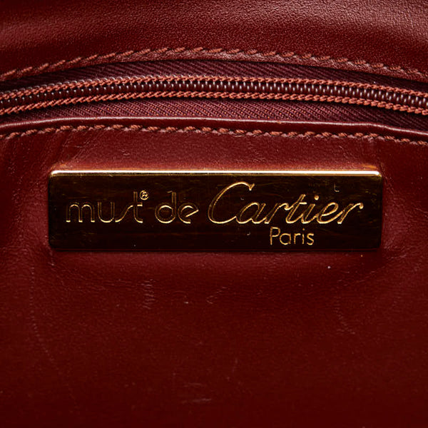 カルティエ マストライン 斜め掛け ショルダーバッグ ワインレッド ボルドー レザー レディース CARTIER 【中古】