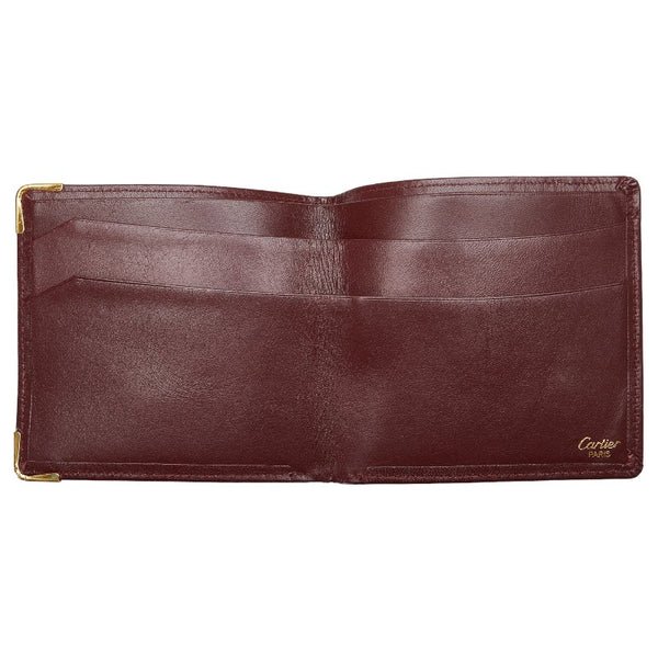 カルティエ マストライン 斜め掛け ショルダーバッグ ワインレッド ボルドー レザー レディース CARTIER 【中古】