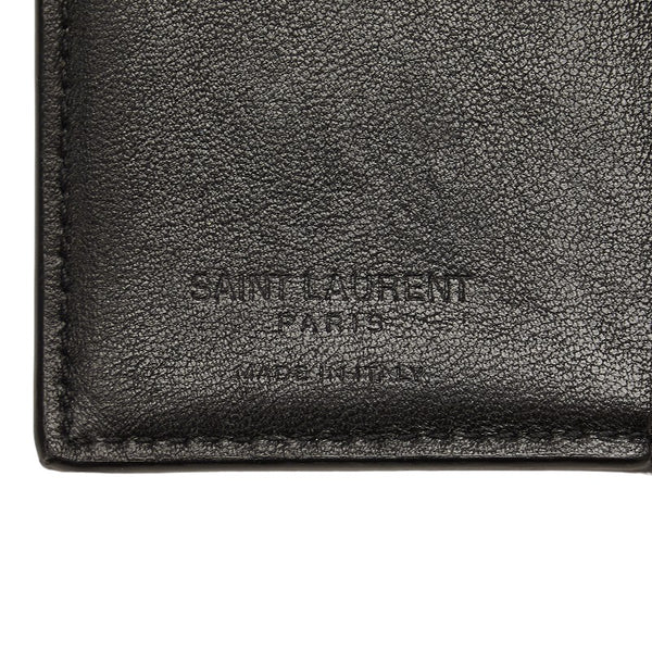 サンローラン トリフォールド コンパクトウォレット 二つ折り財布 ブラック レザー レディース SAINT LAURENT 【中古】