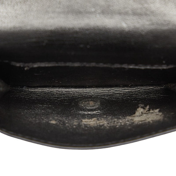 サンローラン トリフォールド コンパクトウォレット 二つ折り財布 ブラック レザー レディース SAINT LAURENT 【中古】