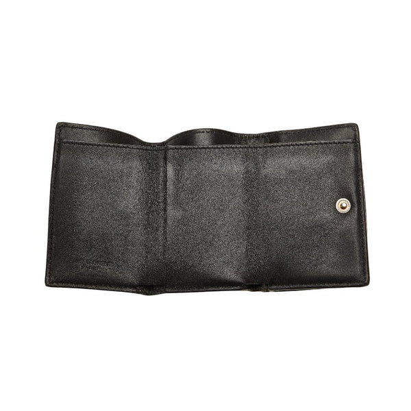 サンローラン トリフォールド コンパクトウォレット 二つ折り財布 ブラック レザー レディース SAINT LAURENT 【中古】