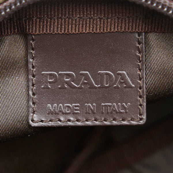 プラダ 三角ロゴプレート ポーチ MV21X ブラウン ナイロン レディース PRADA 【中古】