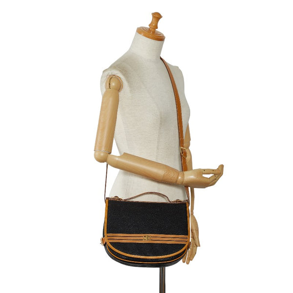バレンシアガ BBロゴ 斜め掛け ショルダーバッグ ブラウン ブラック PVC レザー レディース BALENCIAGA 【中古】