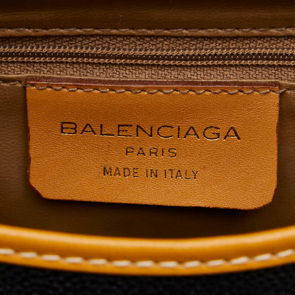 バレンシアガ BBロゴ 斜め掛け ショルダーバッグ ブラウン ブラック PVC レザー レディース BALENCIAGA 【中古】