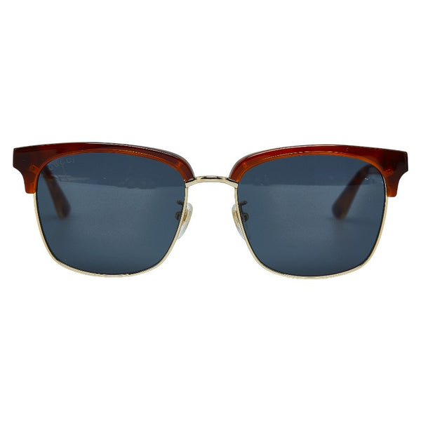 グッチ サングラス GG0382S ブラウン ブルー プラスチック メンズ GUCCI 【中古】