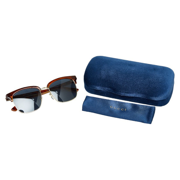 グッチ サングラス GG0382S ブラウン ブルー プラスチック メンズ GUCCI 【中古】