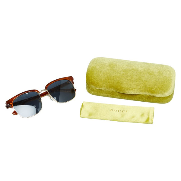 グッチ サングラス GG0382S ブラウン ブルー プラスチック メンズ GUCCI 【中古】