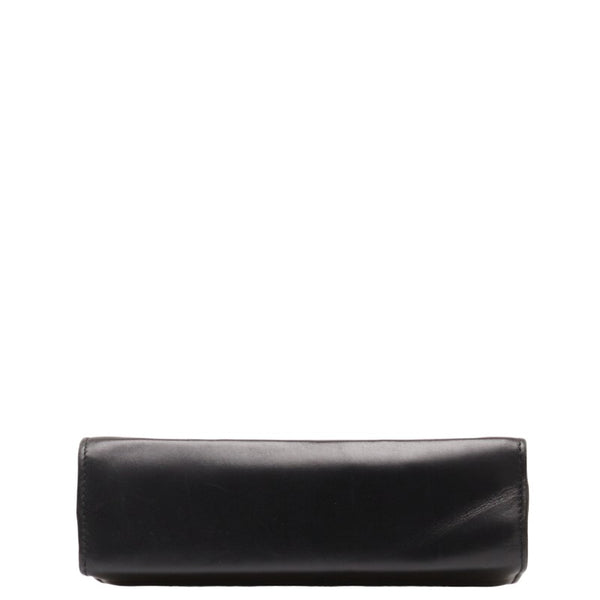 サルヴァトーレフェラガモ ヴァラリボン 斜め掛け チェーン ショルダーバッグ ブラック レザー キャンバス レディース Salvatore Ferragamo 【中古】