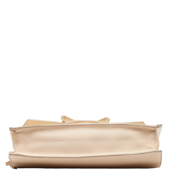 クロエ リボン 斜め掛け ショルダーバッグ 02-11-50 ベージュ ゴールド レザー レディース Chloe 【中古】