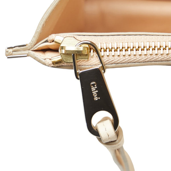 クロエ リボン 斜め掛け ショルダーバッグ 02-11-50 ベージュ ゴールド レザー レディース Chloe 【中古】