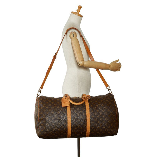 ルイ ヴィトン モノグラム キーポル55 ボストンバッグ ショルダーバッグ 2WAY M41424 ブラウン PVC レザー レディース LOUIS VUITTON 【中古】