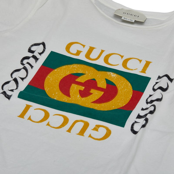 グッチ ヴィンテージロゴ プリント Tシャツ 半袖 サイズ：12 475740 ホワイト マルチカラー コットン レディース GUCCI 【中古】