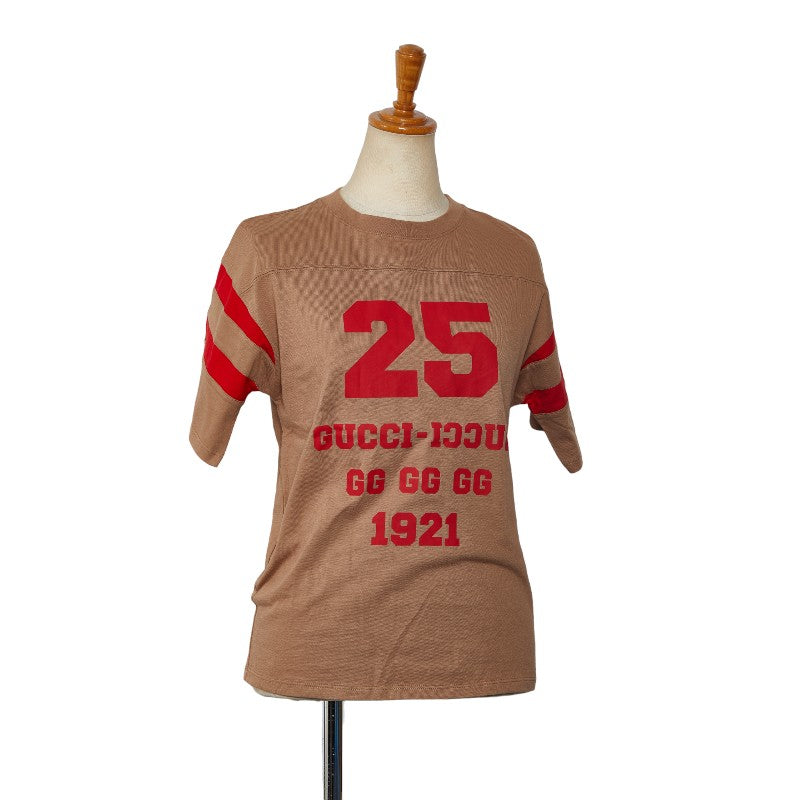 グッチ プリント Tシャツ 半袖 サイズ：10 661143 ブラウン レッド コットン レディース GUCCI 【中古】