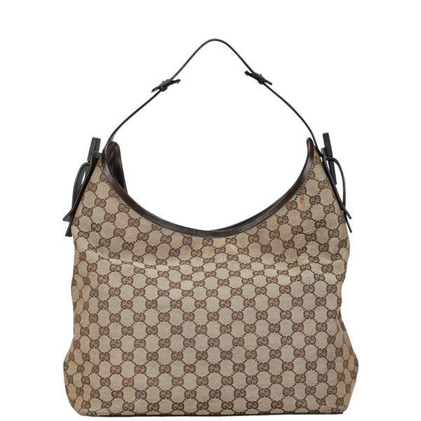 グッチ GGキャンバス ワンショルダーハンドバッグ 106242 ブラウン キャンバス レザー レディース GUCCI 【中古】