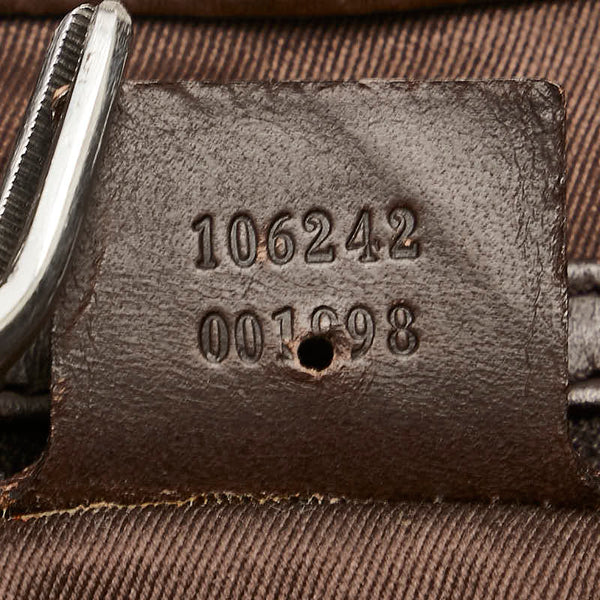 グッチ GGキャンバス ワンショルダーハンドバッグ 106242 ブラウン キャンバス レザー レディース GUCCI 【中古】