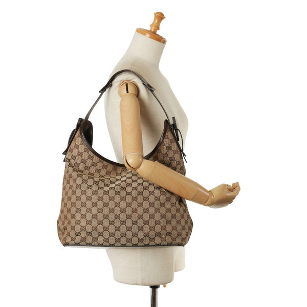 グッチ GGキャンバス ワンショルダーハンドバッグ 106242 ブラウン キャンバス レザー レディース GUCCI 【中古】