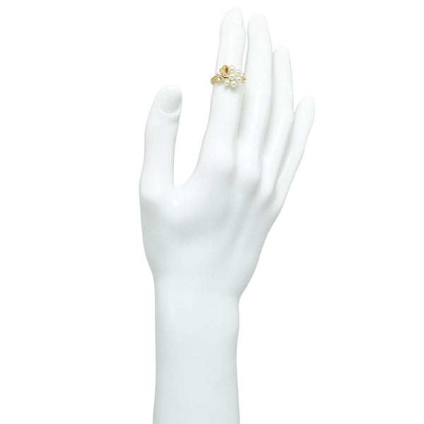ミキモト K18YG イエローゴールド アコヤパール3.2～4mm リング 指輪 レディース MIKIMOTO 10号 【中古】